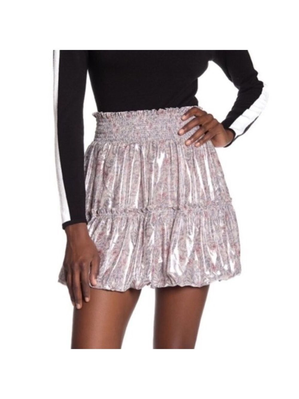 Free People In a Bubble Satin Mini Skirt